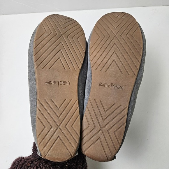 Minnetonka Sophia Suede Leather Boho Slip On Shoes‎ Moccasins Women's 7 Grey - Picture 10 of 10